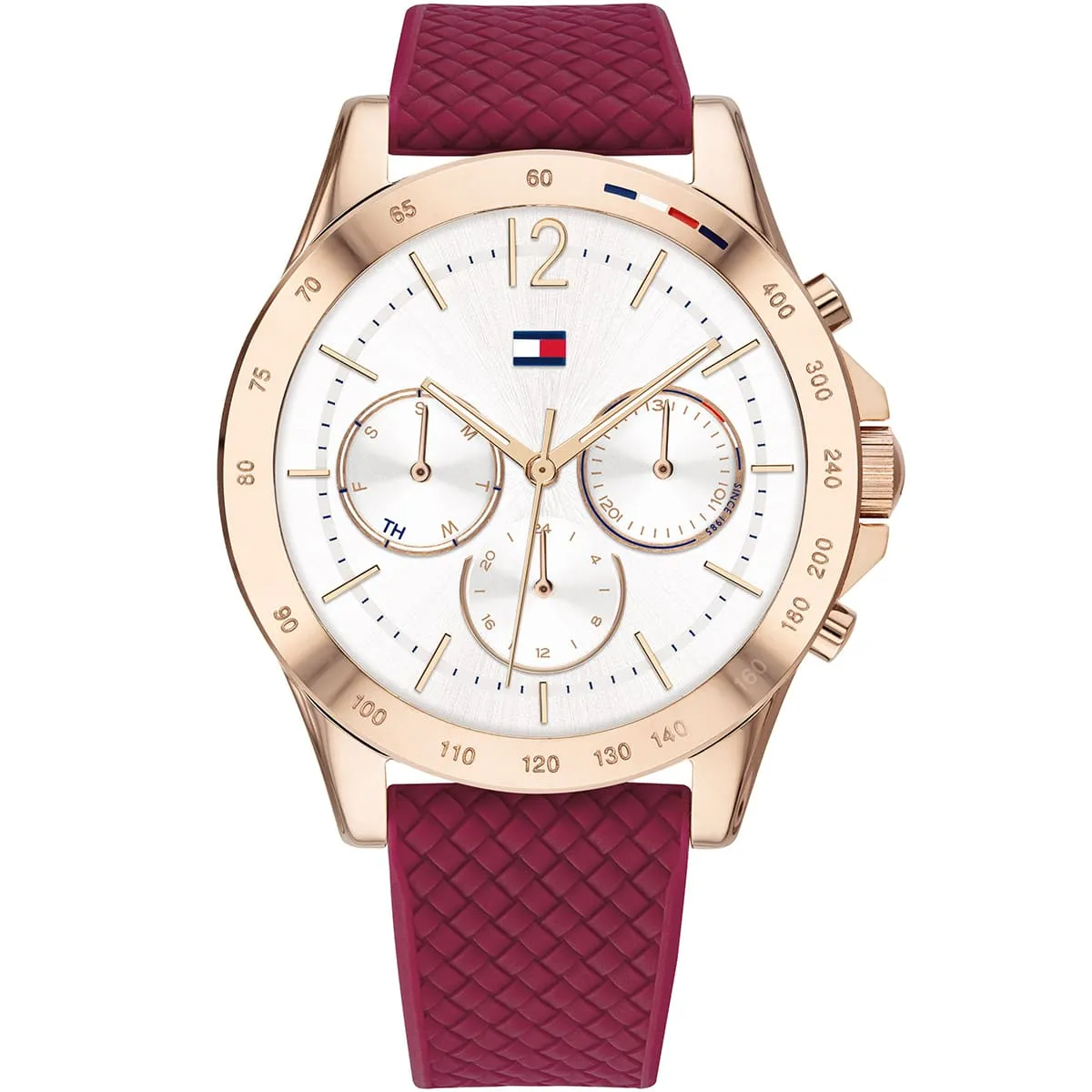 1782200-tommy-hilfiger-watch-women-white-dial-rubber-burgundy-strap-quartz-battery-analog-haven